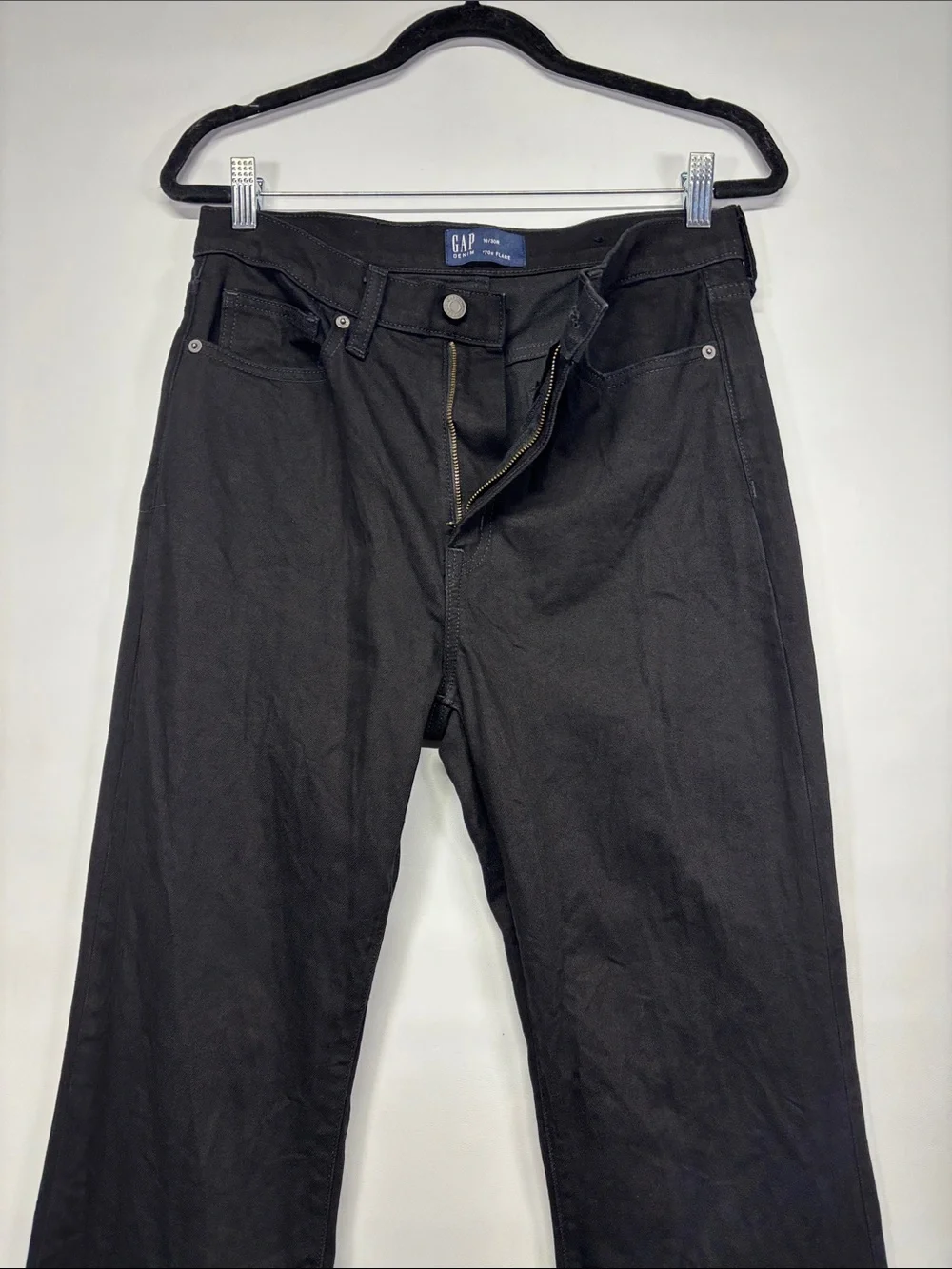 ✨GAP Denim 70s Flare Jeans Black Retro Wide Leg Women’s Jeans Black Size 10/30R - Picture 7 of 15